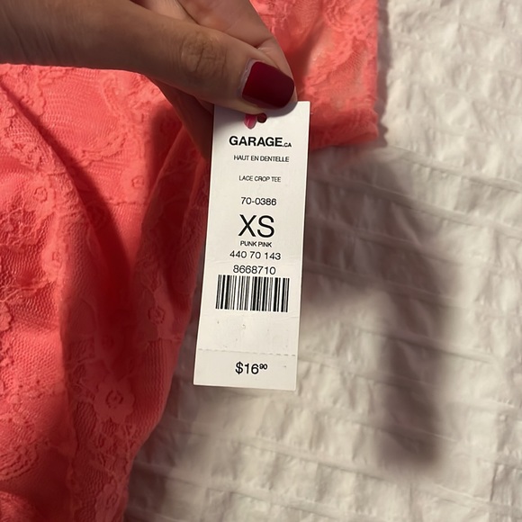 Garage XS pink lace crop top - NEVER WORN, WITH TAG - Picture 5 of 5